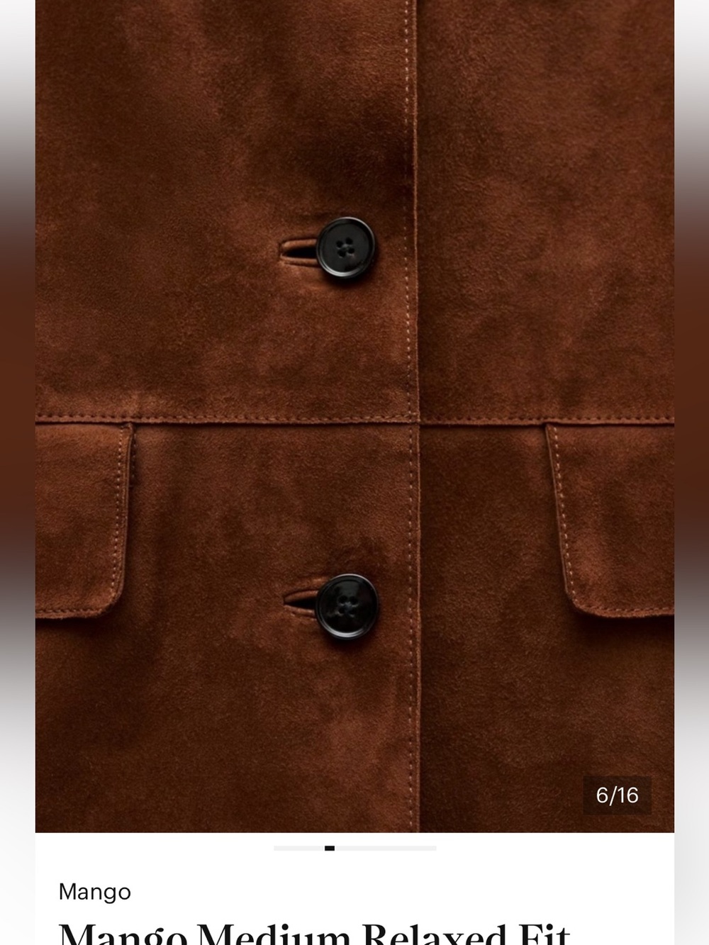 Mango selection leather Oversized Brown Suede Blazer - Picture 10 of 16